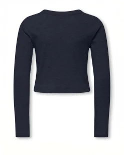 T-shirt Kids Only blu in cotone stretch a maniche lunghe