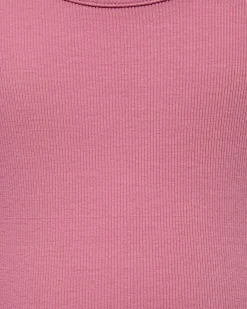 T-shirt Kids Only malva a manica lunga in cotone stretch a costine