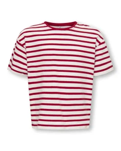 T-shirt Kids Only mezza manica a righe bianche e rosse