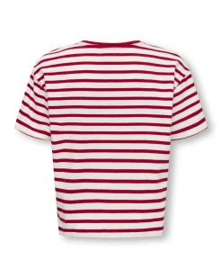 T-shirt Kids Only mezza manica a righe bianche e rosse
