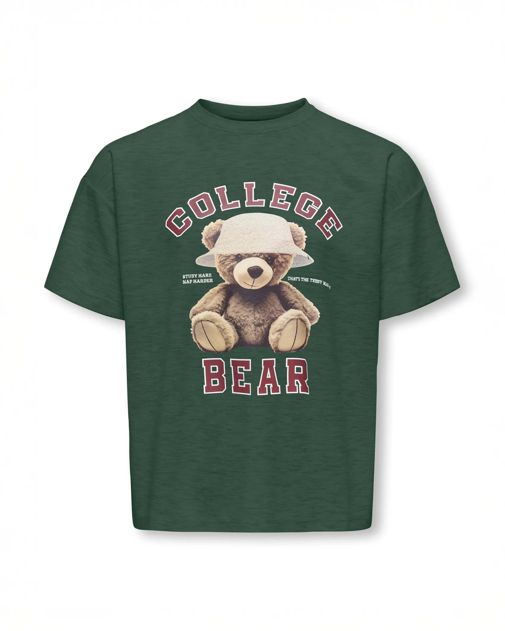 T-shirt Kids Only verde con orsetto College Bear