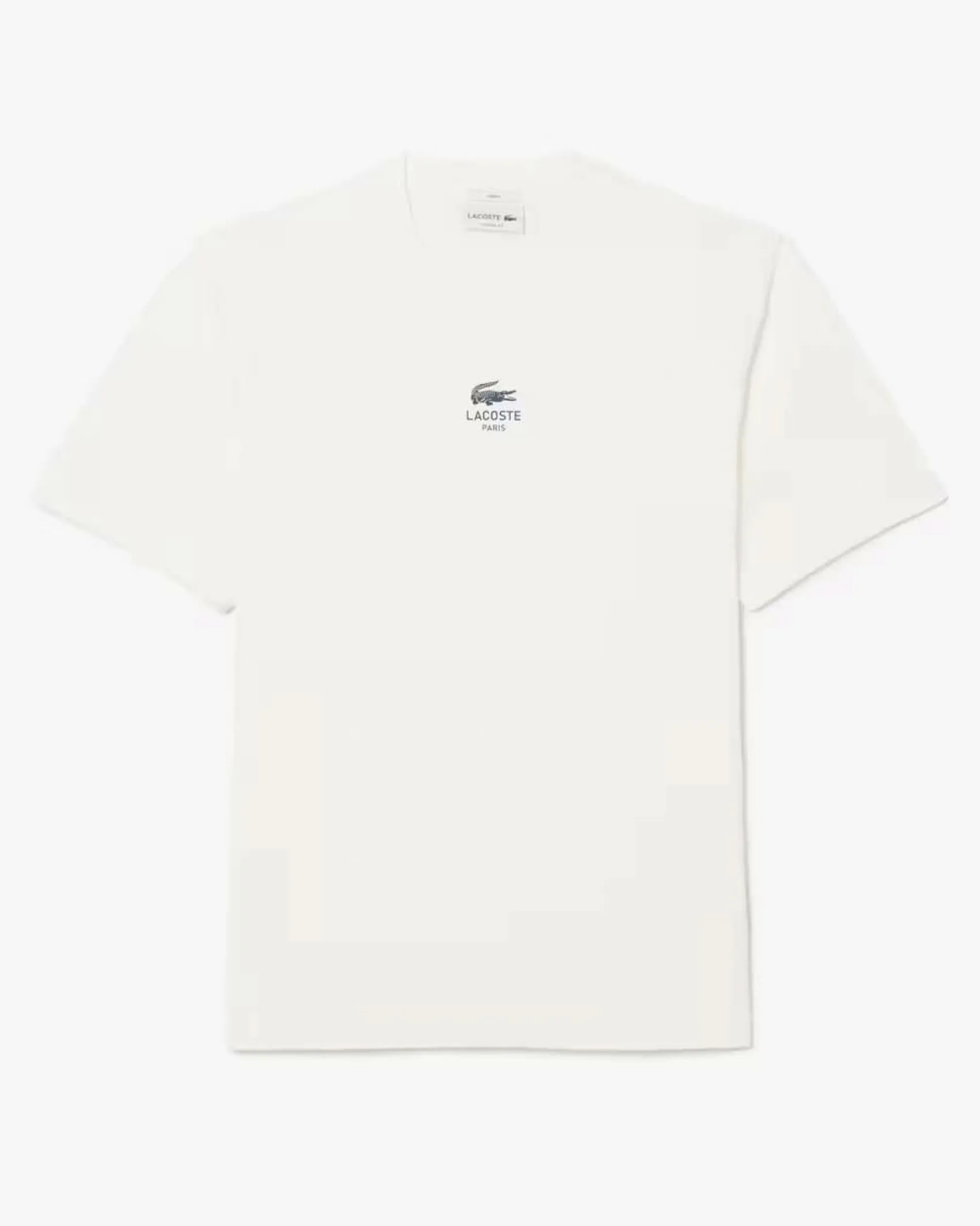 T-shirt Lacoste bianca in jersey di cotone pesante con stampa logo davanti