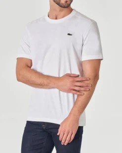T-shirt Lacoste bianca mezza manica con logo coccodrillo ricamato