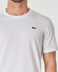 T-shirt Lacoste bianca mezza manica con logo coccodrillo ricamato