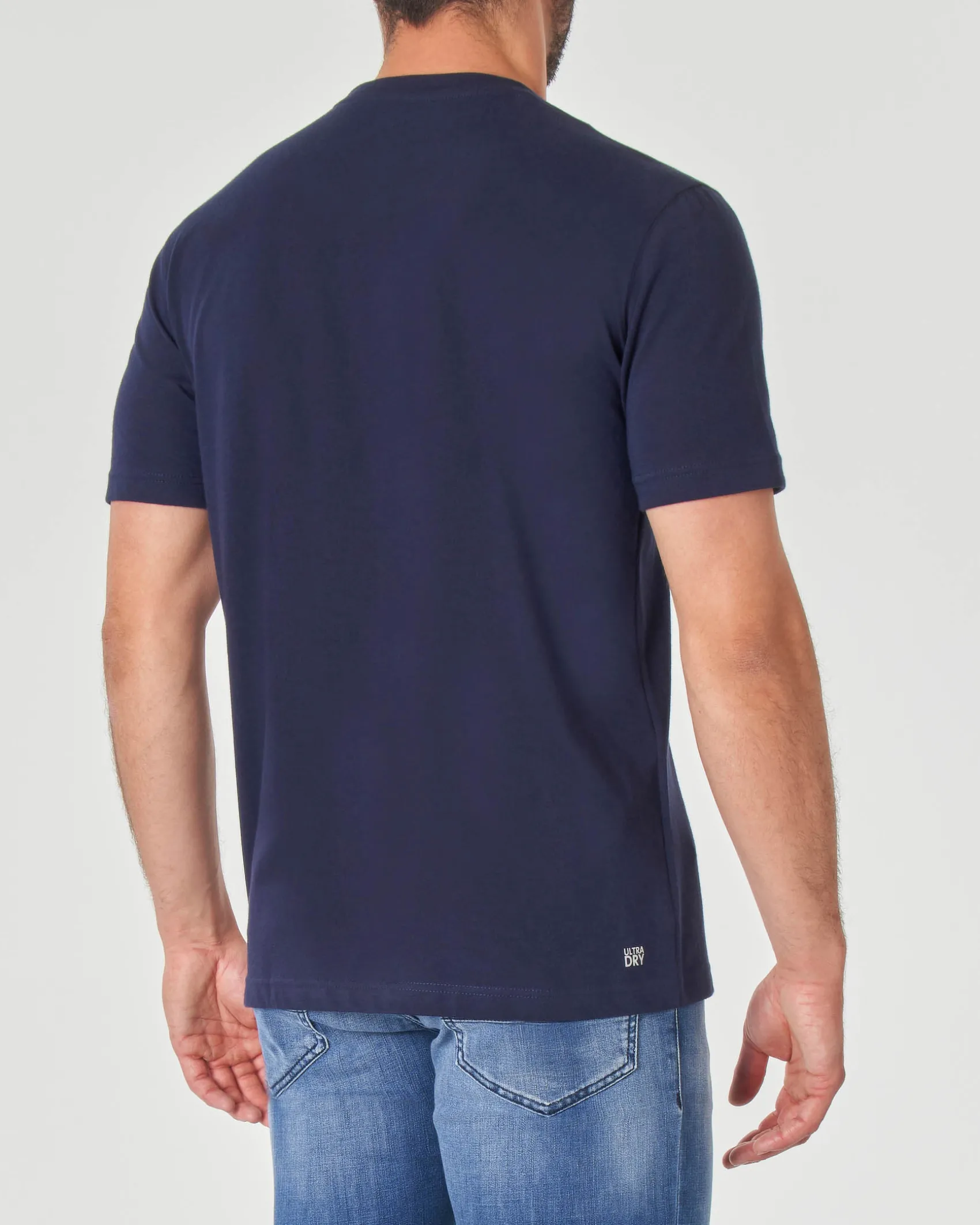 T-shirt Lacoste blu mezza manica con logo coccodrillo ricamato