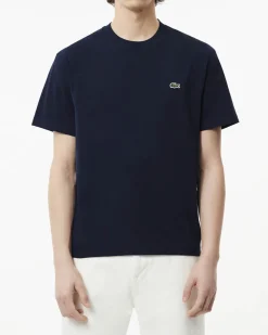 T-shirt Lacoste blu mezza manica in puro cotone classic-fit