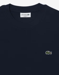 T-shirt Lacoste blu mezza manica in puro cotone classic-fit