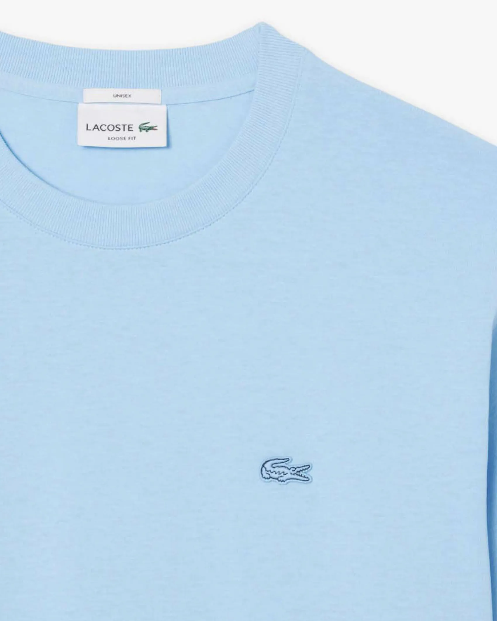 T-shirt Lacoste loose-fit azzurra con logo tono su tono