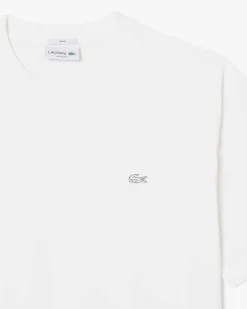 T-shirt Lacoste loose-fit bianca con logo tono su tono