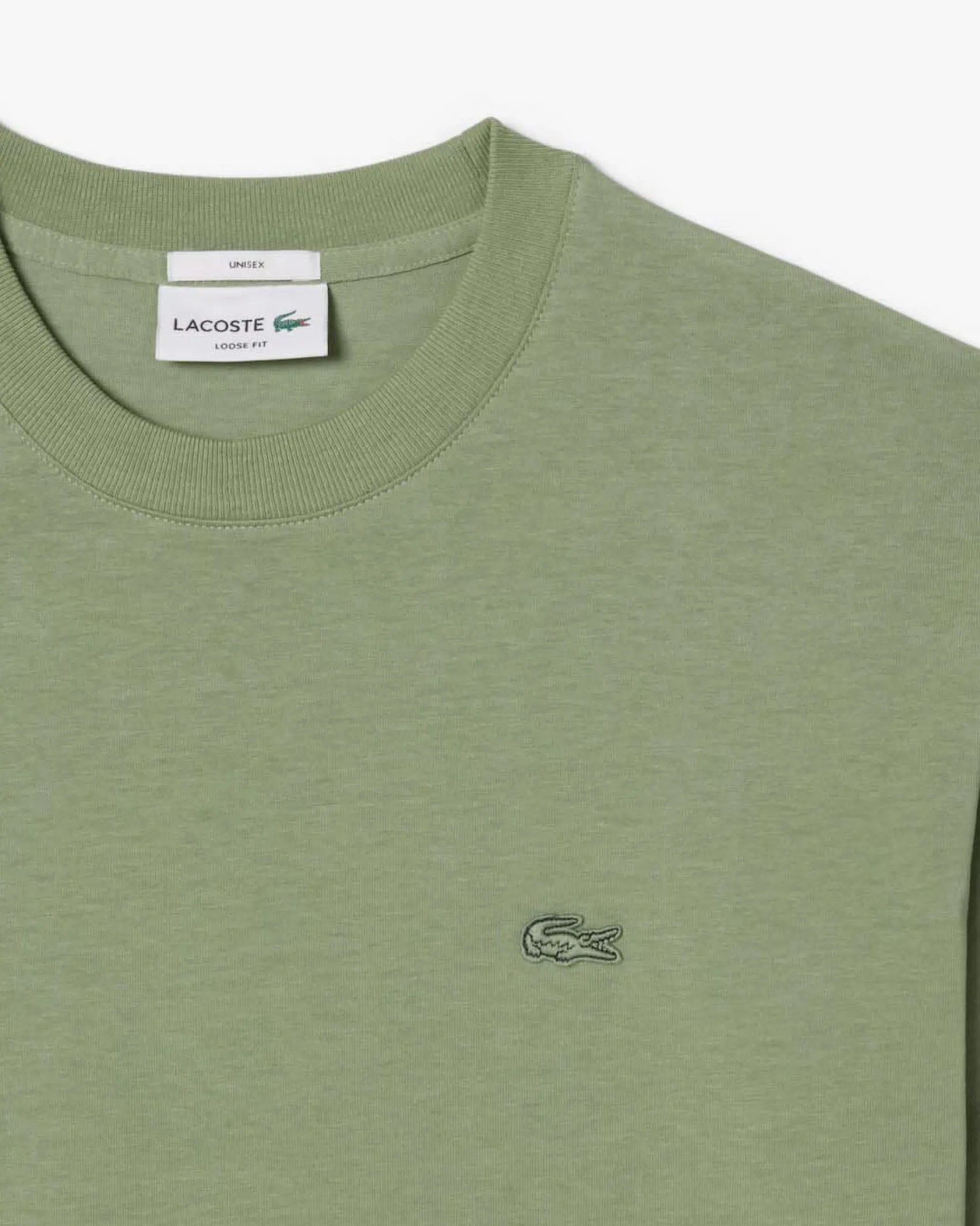 T-shirt Lacoste loose-fit verde salvia con logo tono su tono