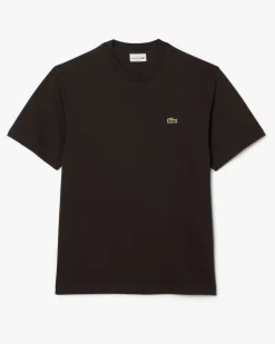 T-shirt Lacoste marrone mezza manica in puro cotone classic-fit