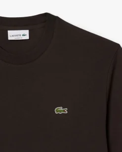 T-shirt Lacoste marrone mezza manica in puro cotone classic-fit