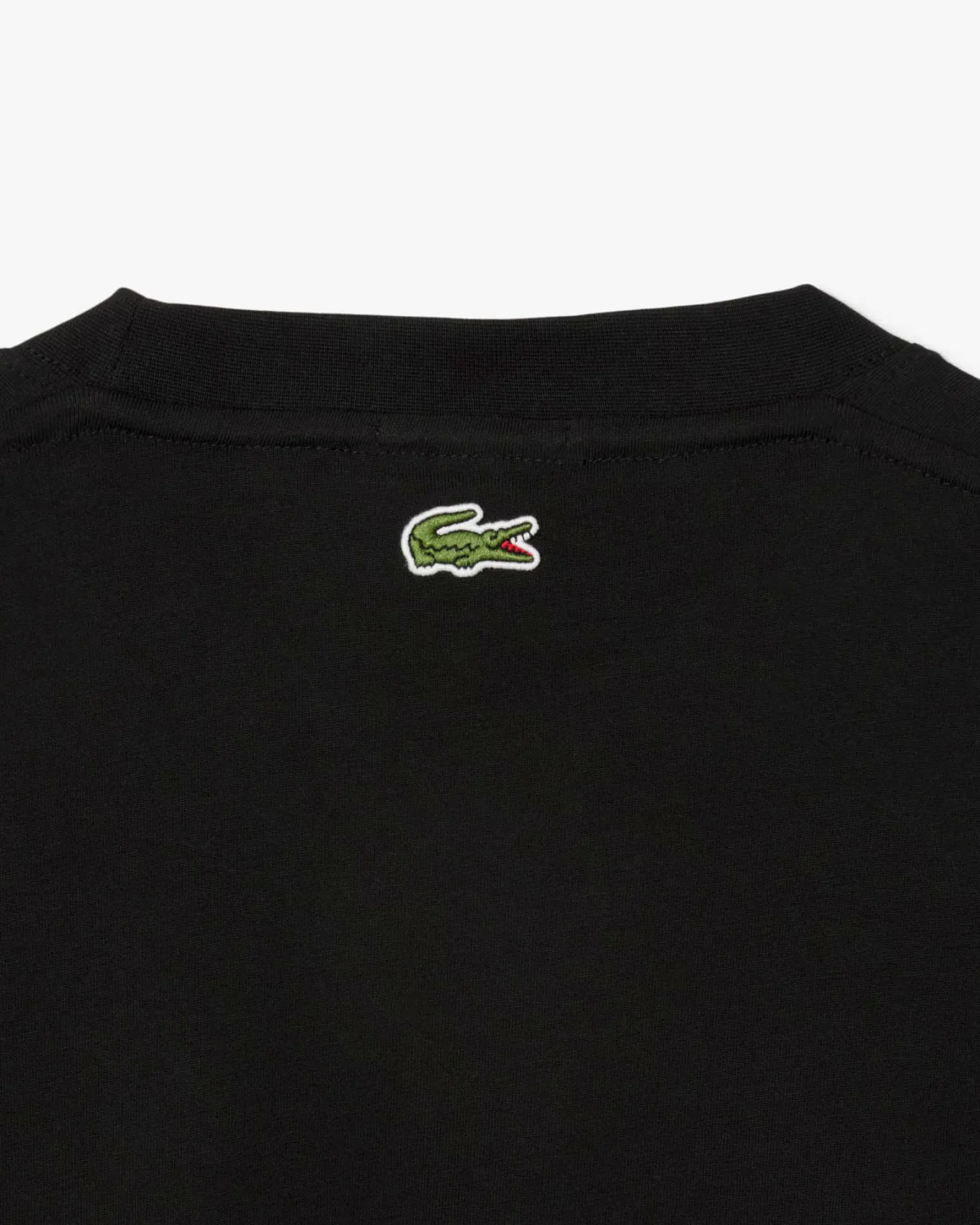 T-shirt Lacoste nera in jersey di cotone pesante con stampa logo davanti