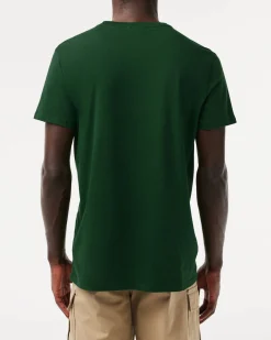 T-shirt Lacoste verde in pima cotton con logo coccodrillo verde