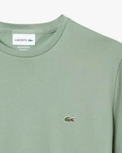 T-shirt Lacoste verde salvia in pima cotton con logo coccodrillo verde