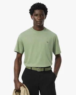 T-shirt Lacoste verde salvia mezza manica in puro cotone classic-fit