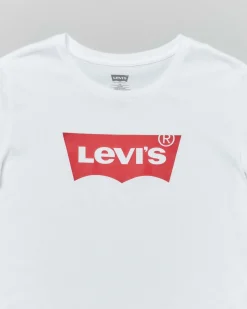 T-shirt Levi's bianca a maniche corte con logo batwing rosso