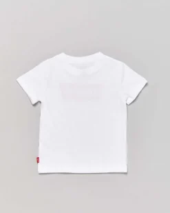 T-shirt Levi's bianca mezza manica con logo batwing rosso