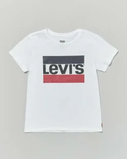 T-shirt Levi's bianca mezza manica con logo heroel frontale
