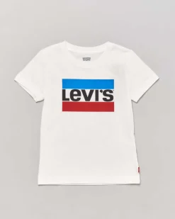 T-shirt Levi's bianca mezza manica con logo heroel frontale