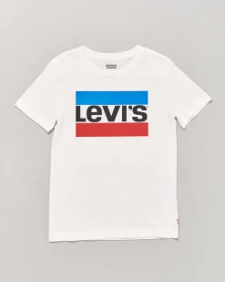 T-shirt Levi's bianca mezza manica con logo heroel frontale