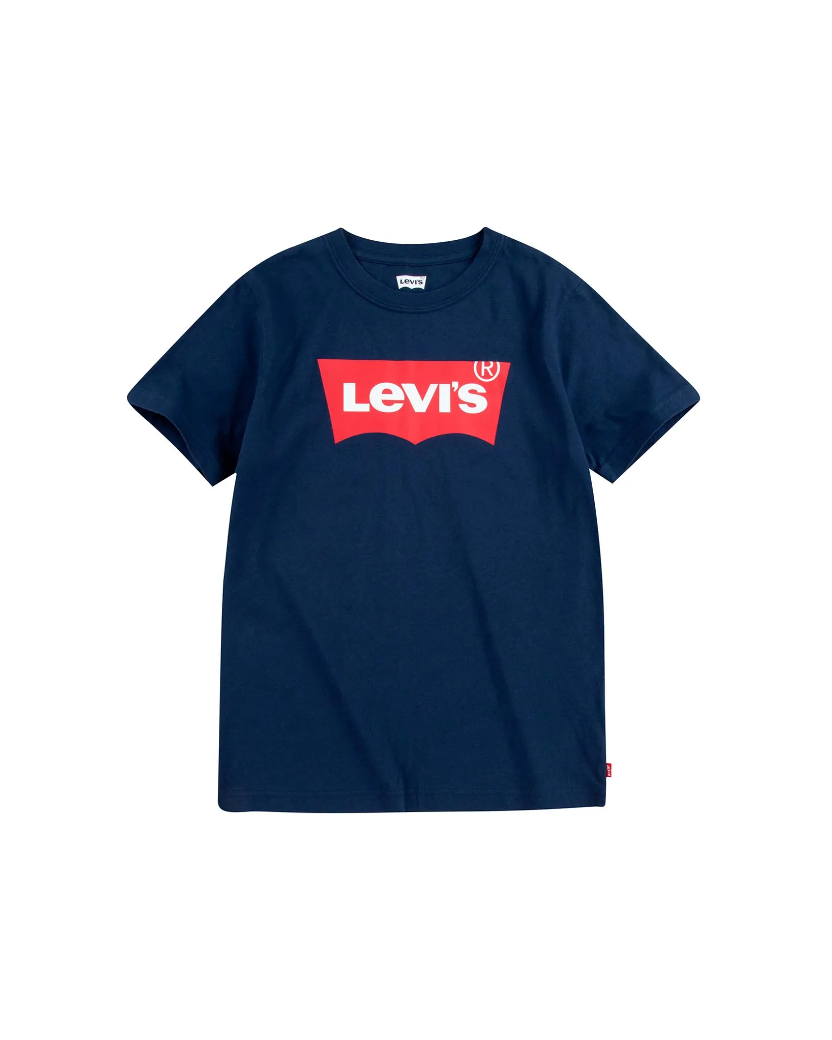 T-shirt Levi's blu mezza manica con logo batwing rosso