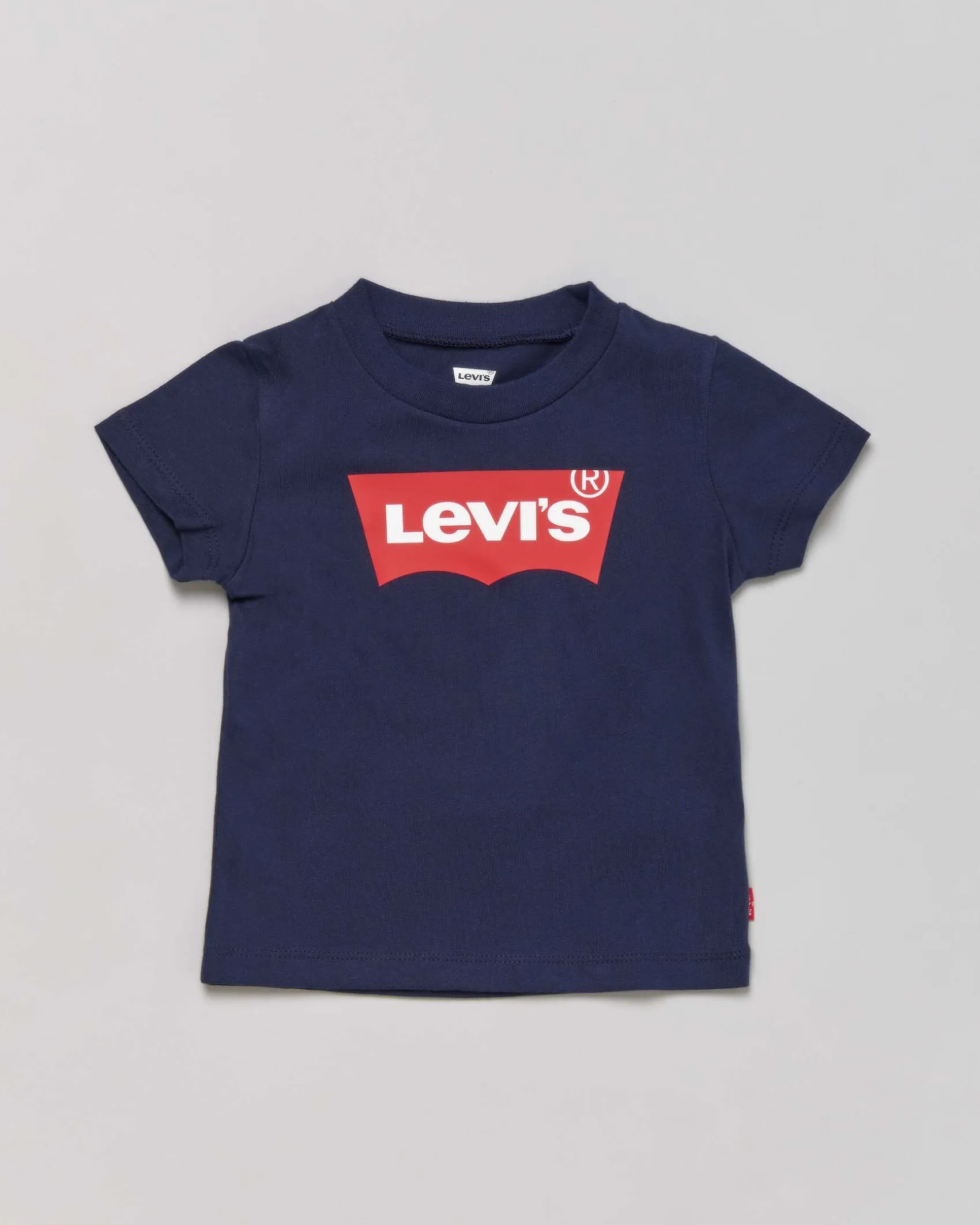 T-shirt Levi's blu mezza manica con logo batwing rosso
