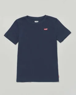 T-shirt Levi's blu mezza manica con mini logo rosso