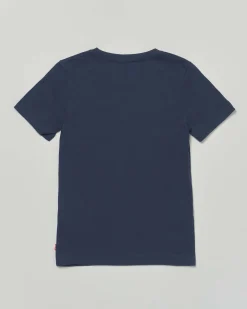 T-shirt Levi's blu mezza manica con mini logo rosso