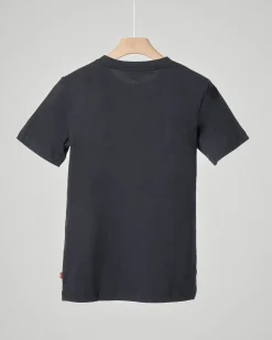 T-shirt Levi's nera mezza manica con logo batwing rosso