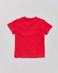 T-shirt Levi's rossa mezza manica con logo batwing bianco