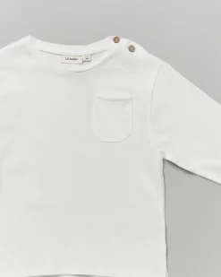 T-shirt Lil'Atelier in puro cotone bianca a maniche lunghe con taschino