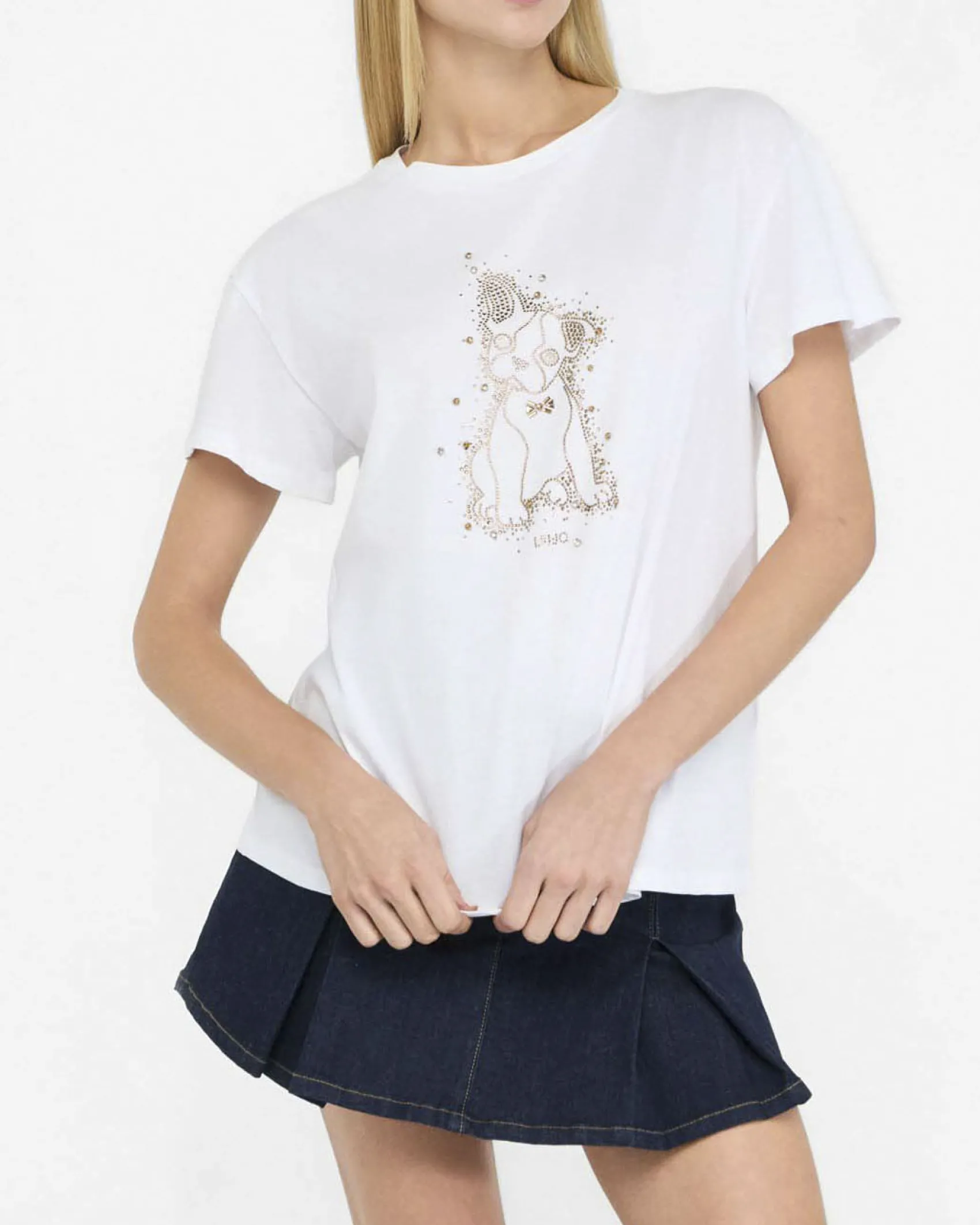 T-shirt Liu Jo Jeans bianca in cotone con applicazioni gioiello
