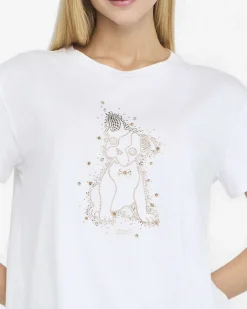 T-shirt Liu Jo Jeans bianca in cotone con applicazioni gioiello