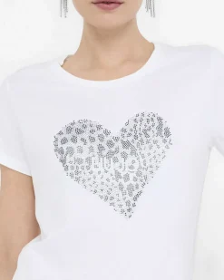 T-shirt Liu Jo Jeans bianca in cotone con cuore decorato