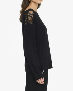 T-shirt Liu Jo Sport nera in viscosa con dettagli in pizzo
