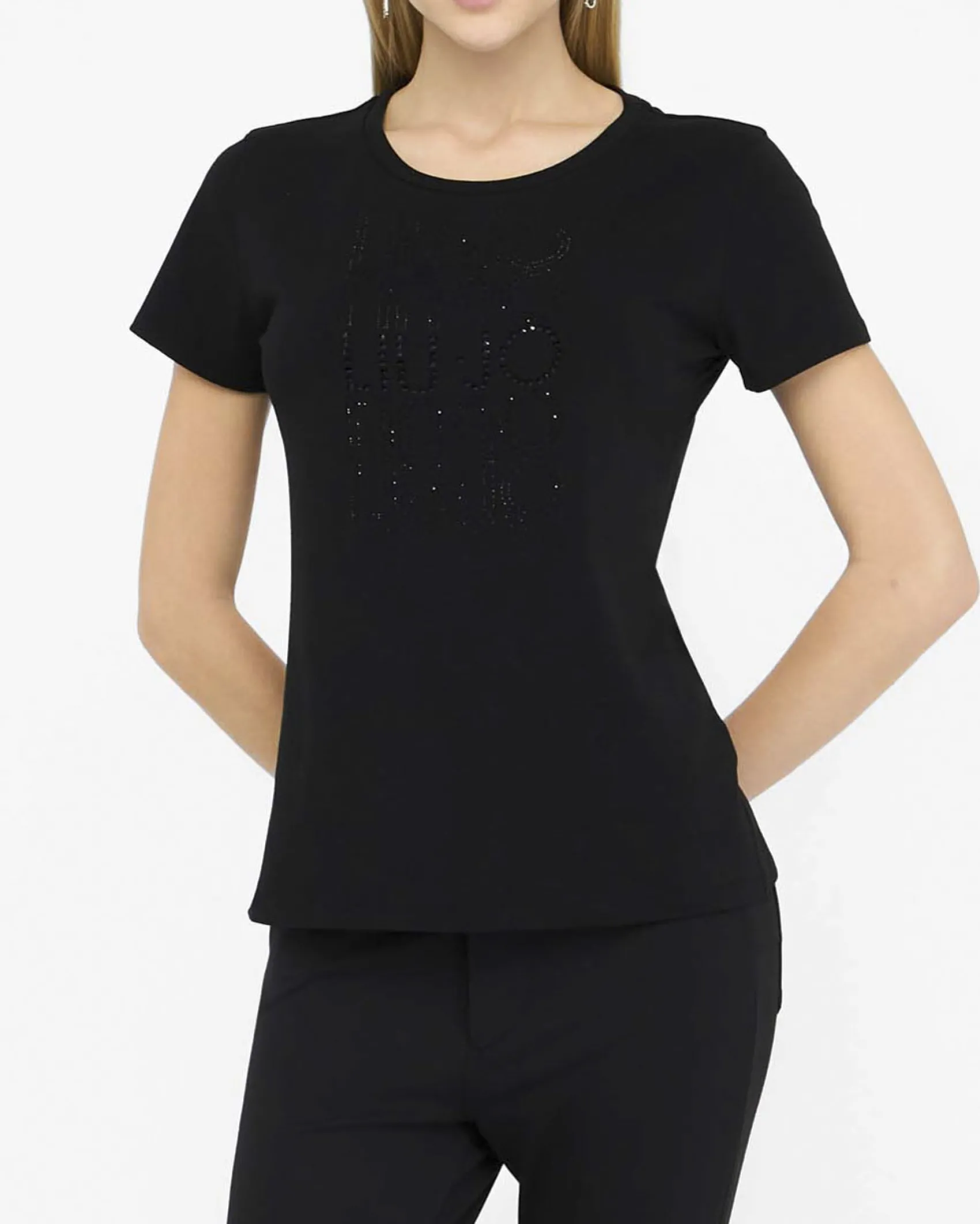 T-shirt Liu Jo Sport nera in cotone elasticizzato