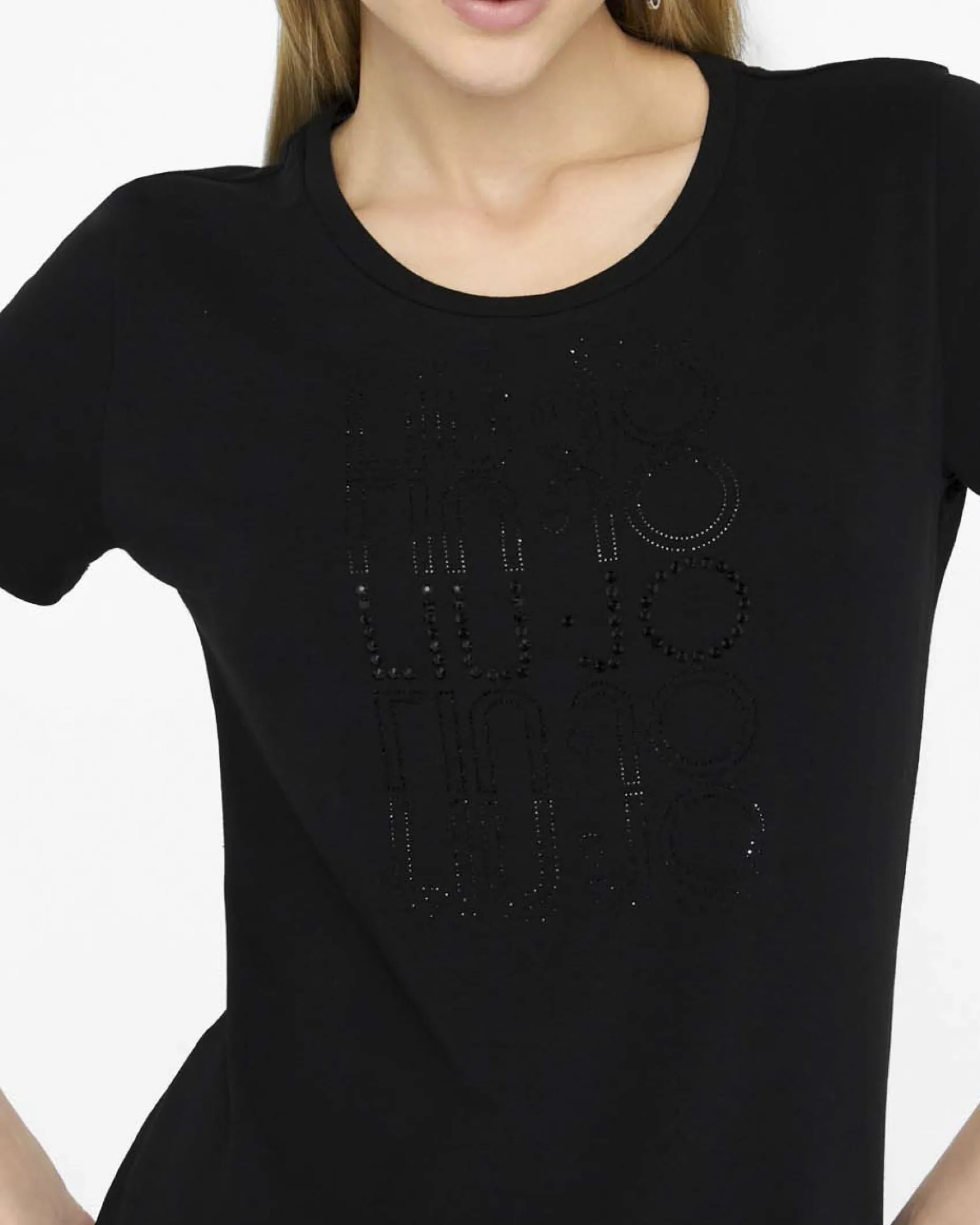 T-shirt Liu Jo Sport nera in cotone elasticizzato