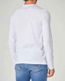 T-shirt manica lunga Armani Exchange bianca tinta unita in pima cotton