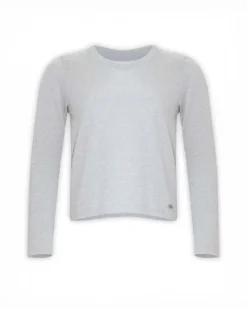 T-shirt manica lunga Kocca in viscosa stretch color argento con lurex