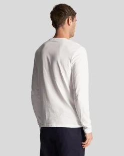 T-shirt manica lunga Lyle & Scott bianca in cotone con logo aquila gialla ricamata sul petto