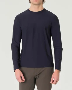 T-shirt manica lunga Pellizzari blu in tessuto tecnico