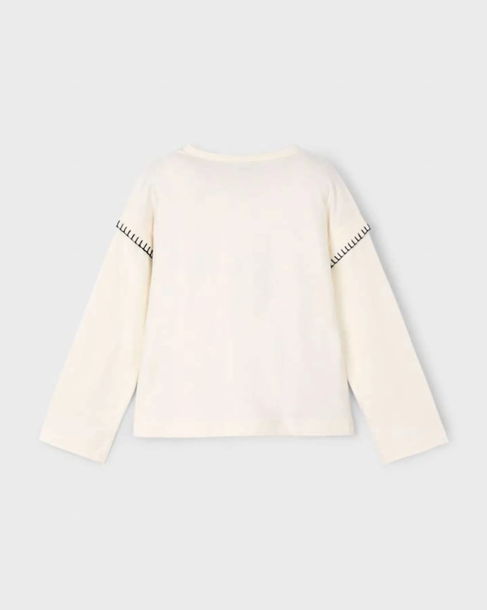 T-shirt Mayoral color panna a maniche lunghe con orsetto 'Enjoy yourself'