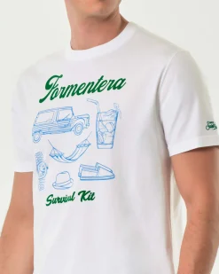 T-shirt MC2 Saint Barth bianca con maxi stampa Formentera Survival Kit davanti