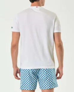 T-shirt MC2 Saint Barth bianca con maxi stampa Formentera Survival Kit davanti