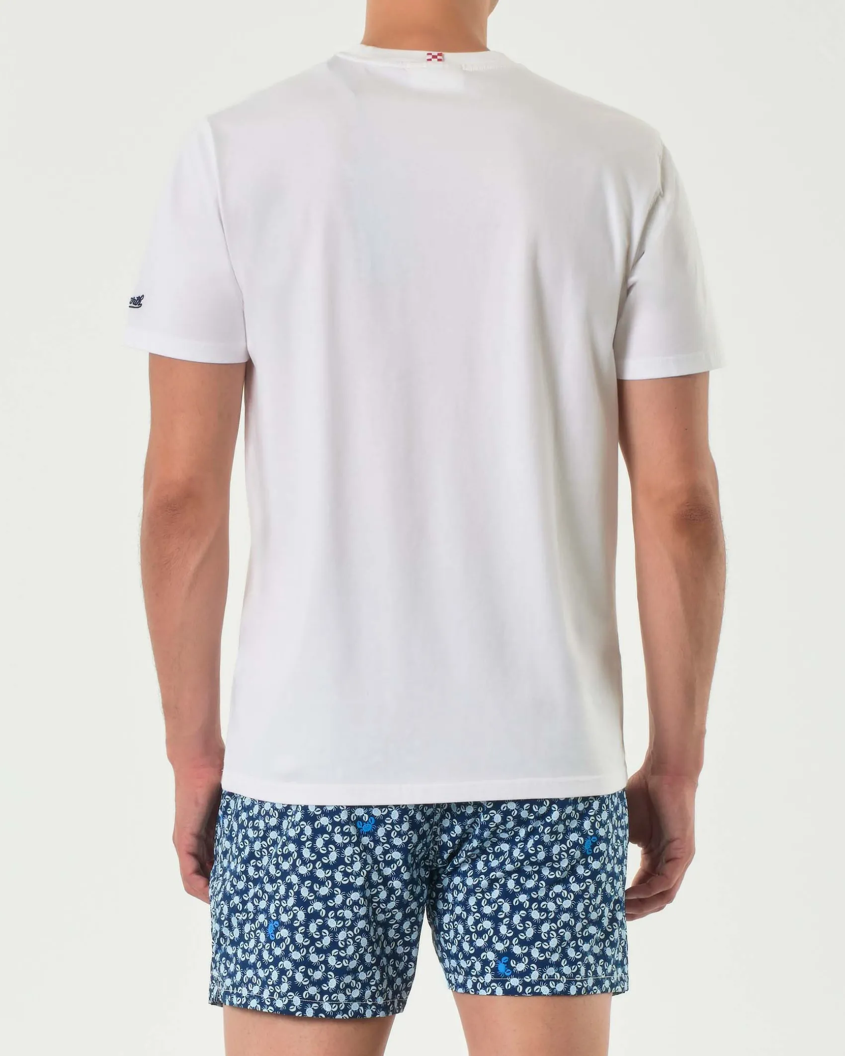 T-shirt MC2 Saint Barth bianca con ricamo Gin e scritta Weekend al Mare sul petto
