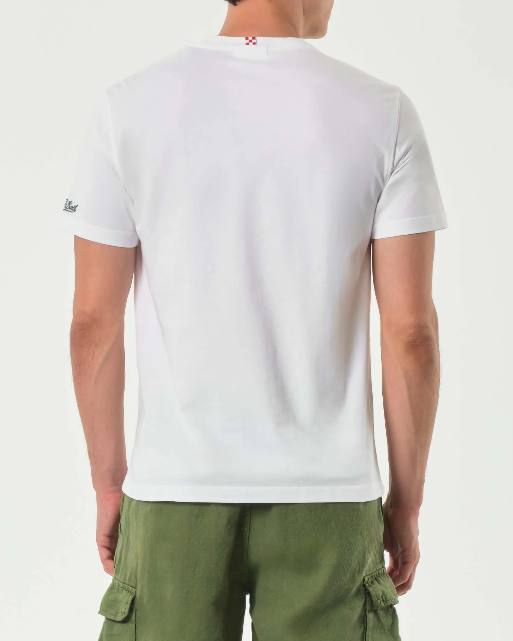 T-shirt MC2 Saint Barth bianca con stampa e ricamo Moscow Mule sul petto
