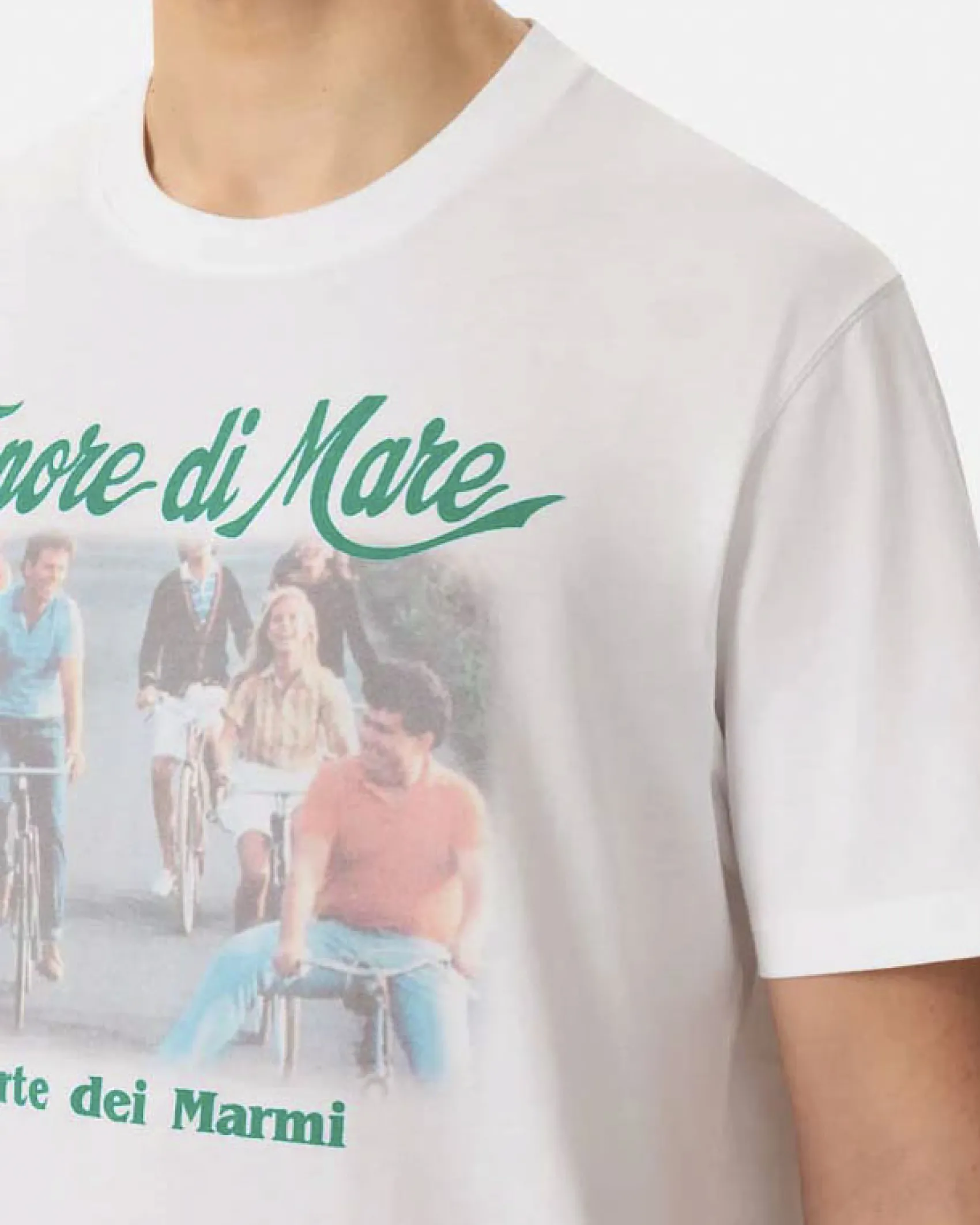 T-shirt MC2 Saint Barth bianca con stampa film Sapore di Mare sul petto