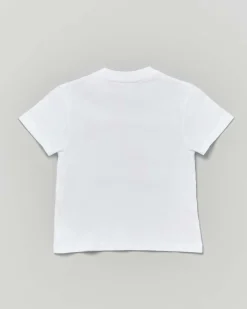 T-shirt MC2 Saint Barth bianca con scritta logo ricamata in multi fantasia