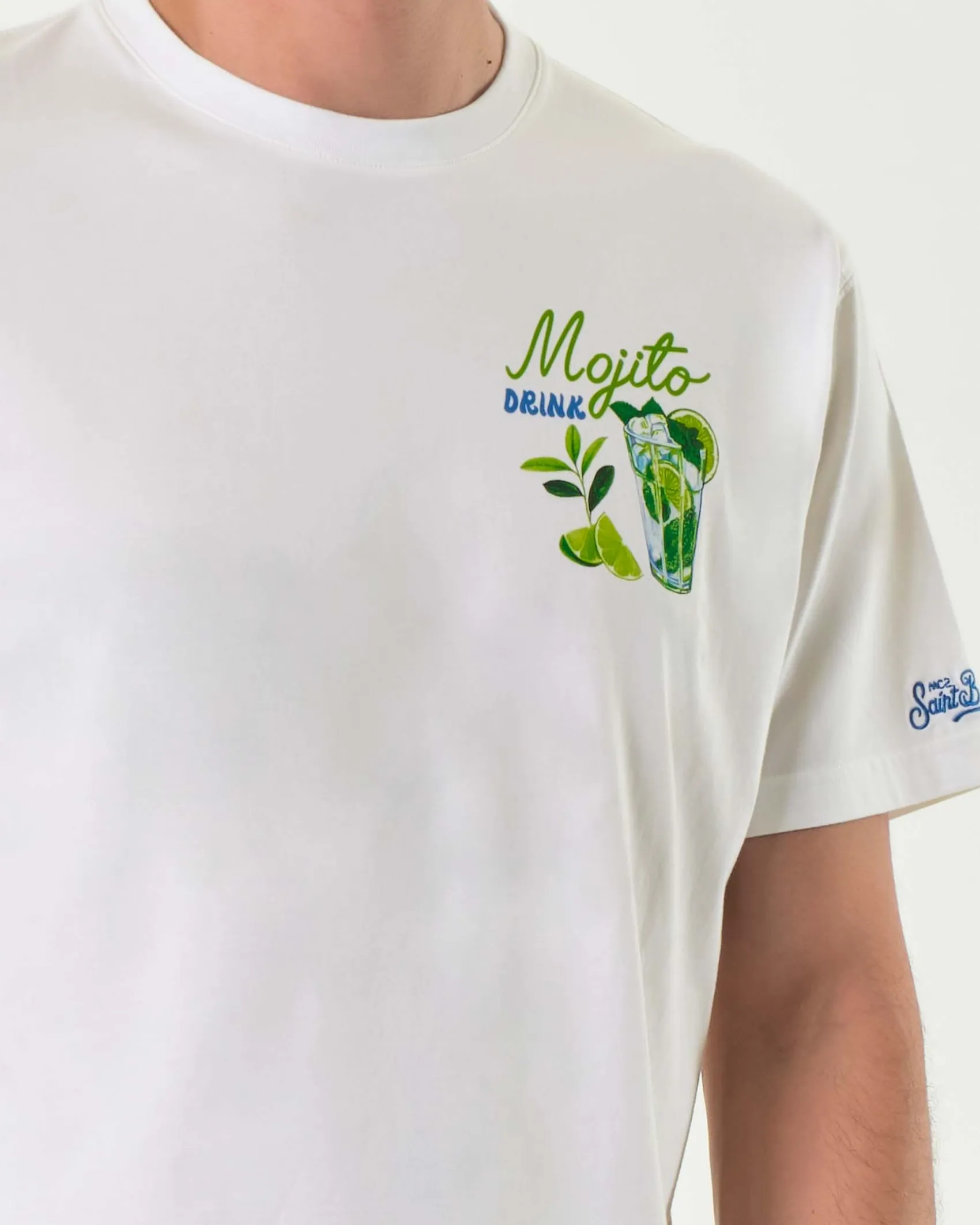 T-shirt MC2 Saint Barth bianca con stampa Mojito piccola sul petto e maxi sul retro